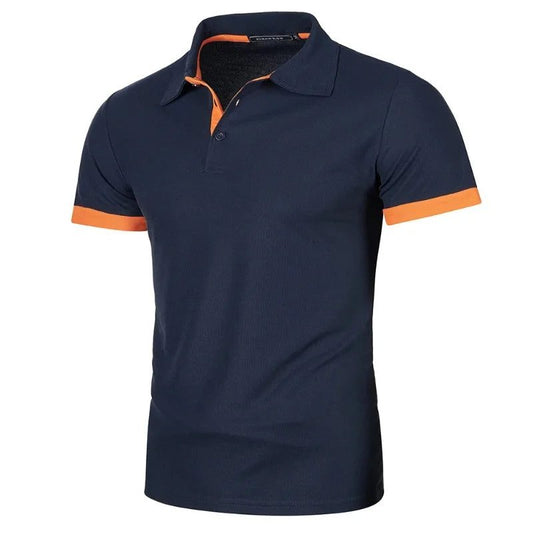 Lightweight Lapel Tshirts for Men | Navy Orange