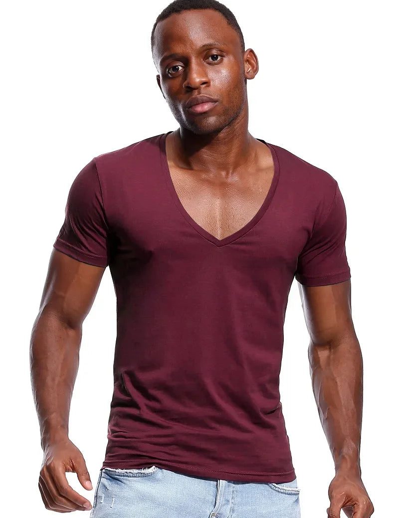 Men's Deep V Neck Slim Fit T-Shirt