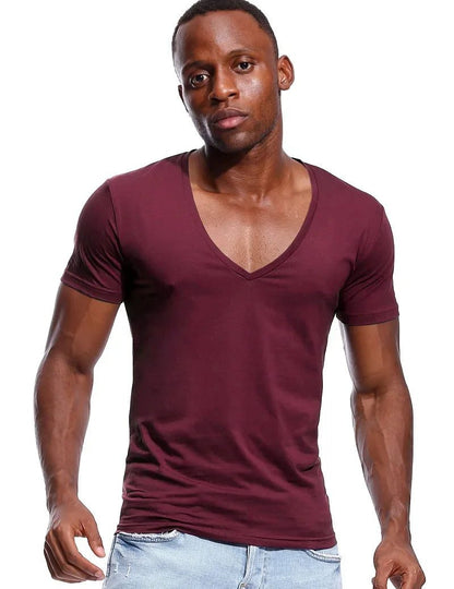 Men's Deep V Neck Slim Fit T-Shirt