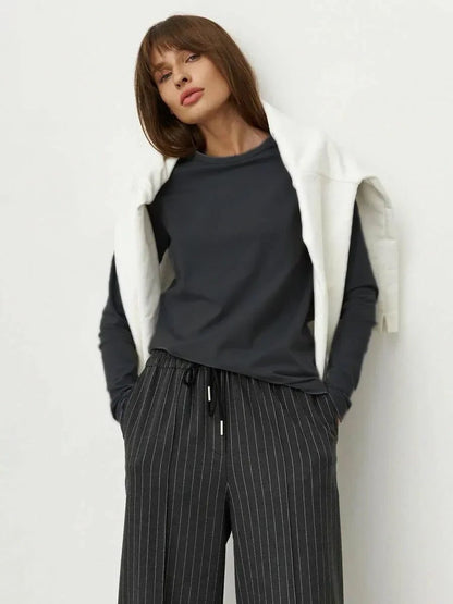 Trendy Long Sleeve Cotton T-Shirts for Women