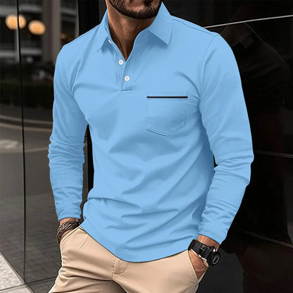 Men's Long Sleeve Pocket Polo T-Shirt