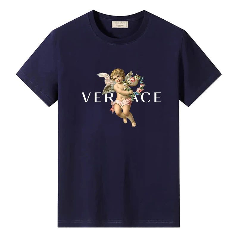 Men's Vintage Cotton T-Shirt with Angel Print