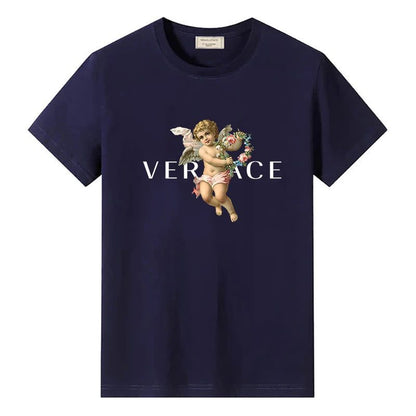 Men's Vintage Cotton T-Shirt with Angel Print