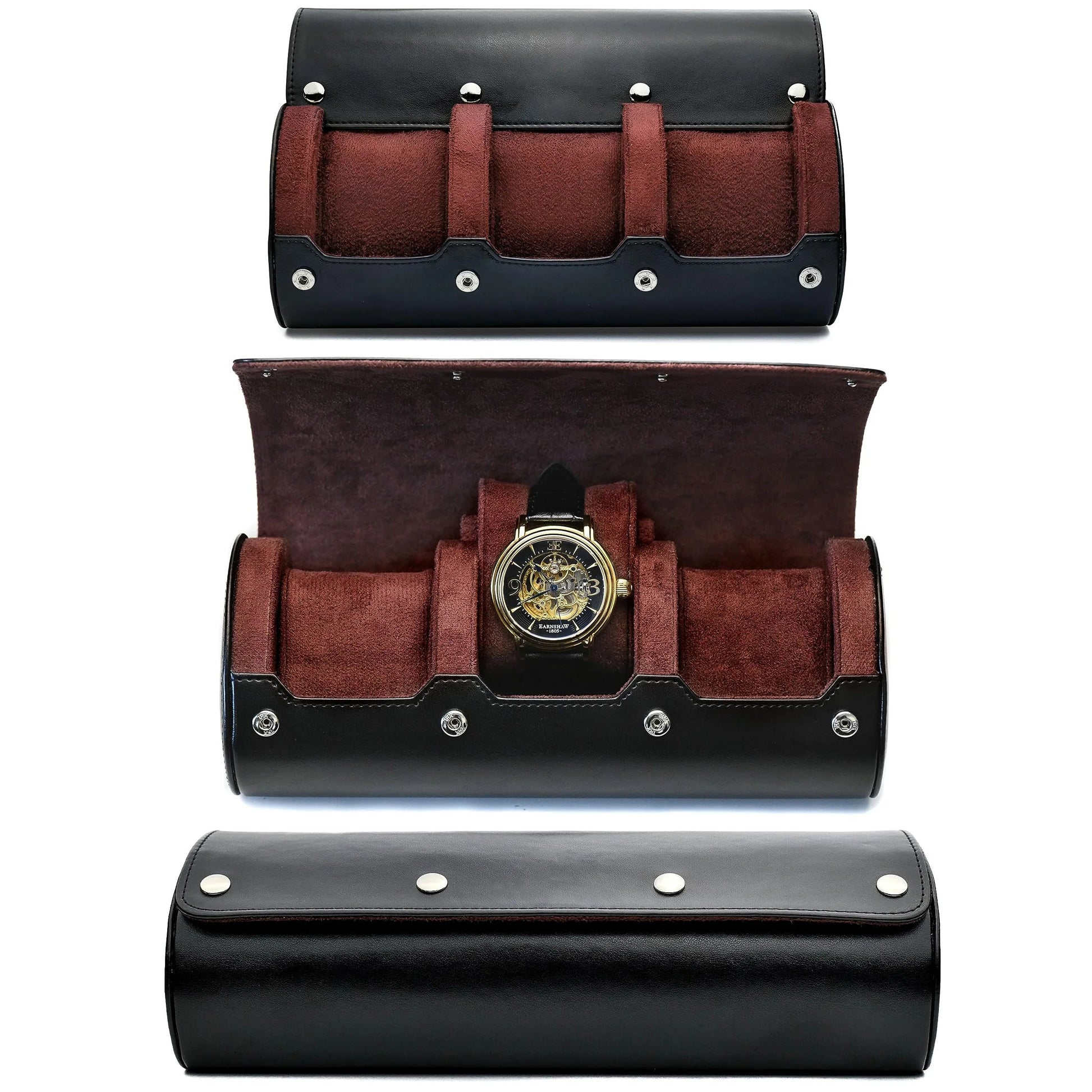 6-Slot PU Leather Watch Travel Case