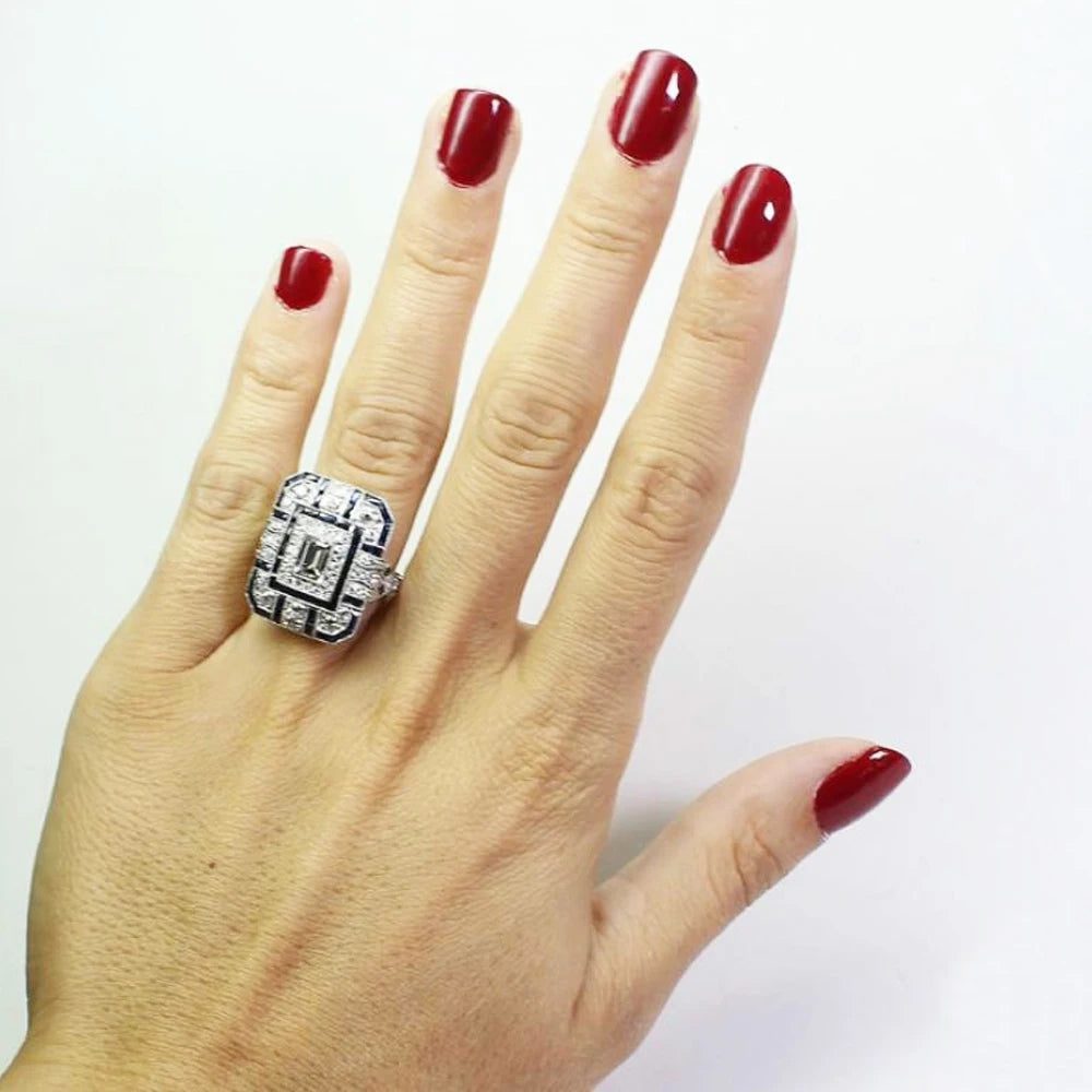 S925 Sterling Silver Sapphire Couple Rings