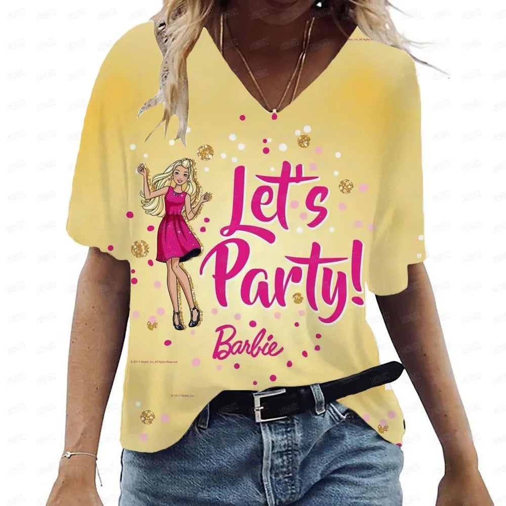 Anime V-Neck Summer T-Shirt for Women