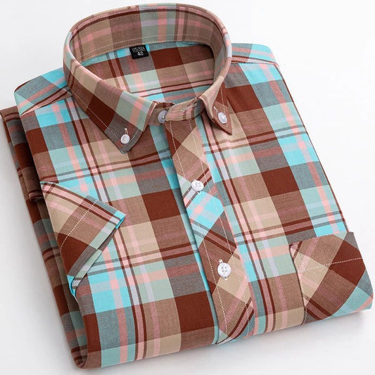 Men's Short Sleeve Plaid Flannel Shirt