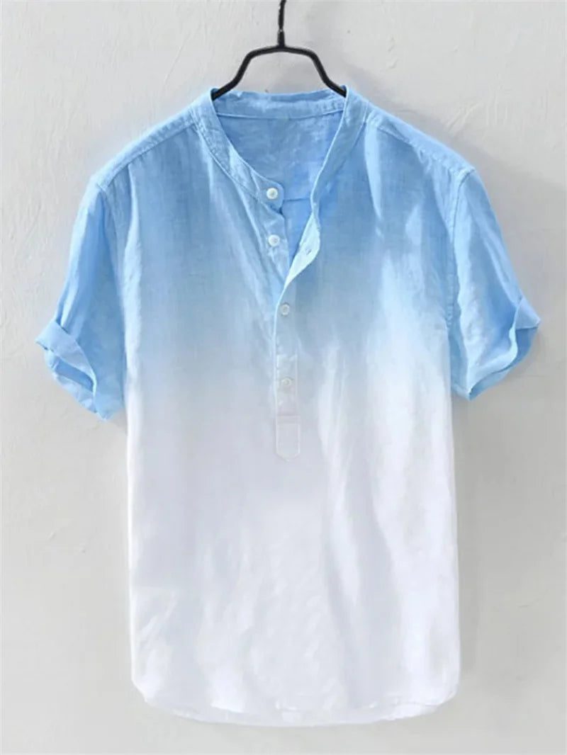 Men's Hawaiian Linen V-Neck Summer Shirt