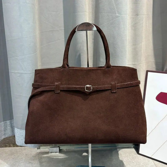 Burgundy Suede Tote Bag for Women