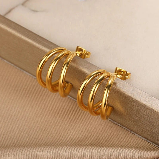 Waterproof Gold Starfish Heart Claw Earrings