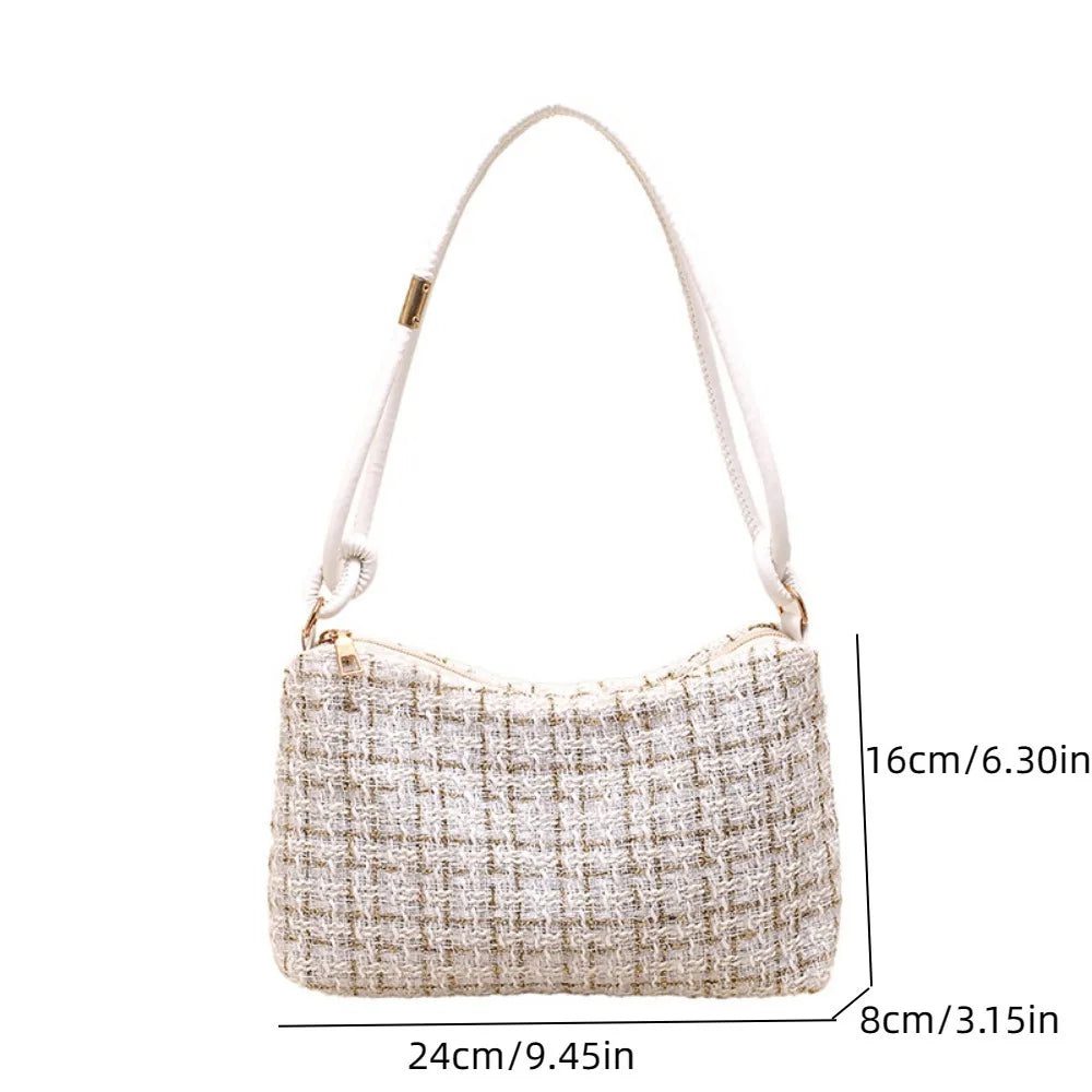 Luxury Woolen Plaid Crossbody Bag for Parties