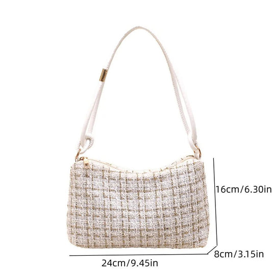 Luxury Woolen Plaid Crossbody Bag for Parties