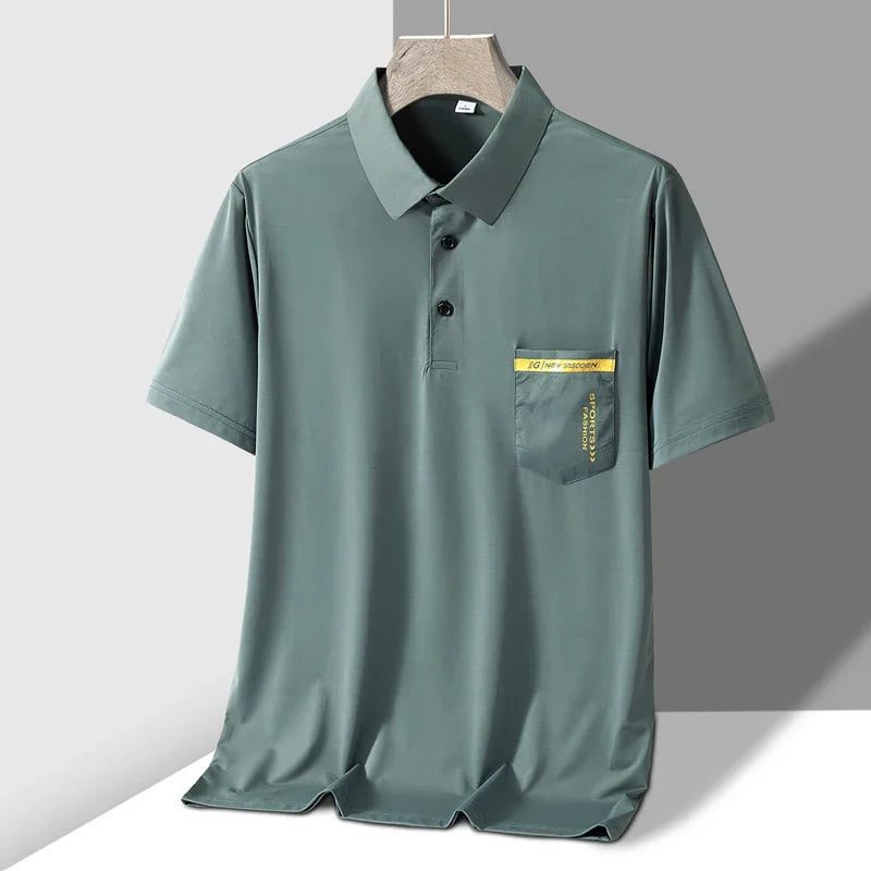 Men's Elastic Short Sleeve Pocket Polo