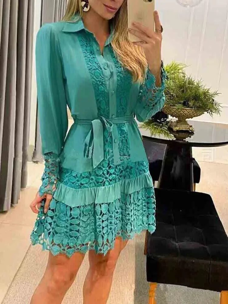 Trendy Y2K Floral Lace Mini Dress Women