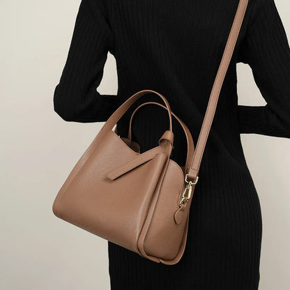 Luxury Leather Bucket Tote Handbag for Women
