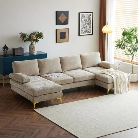 Spacious U-Shape Convertible Sectional Sofa 110”