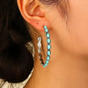 Bohemian Vintage Turquoise C-Shaped Circle Earrings