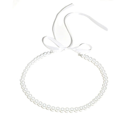 Gothic Black Velvet Choker with Pearl Beads