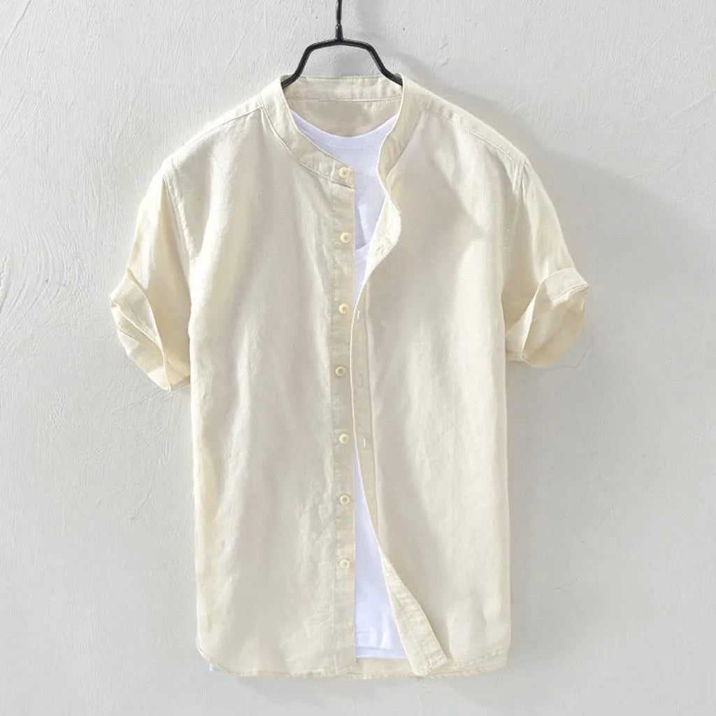2024 Men's Casual Cotton Linen Short Sleeve Shirt