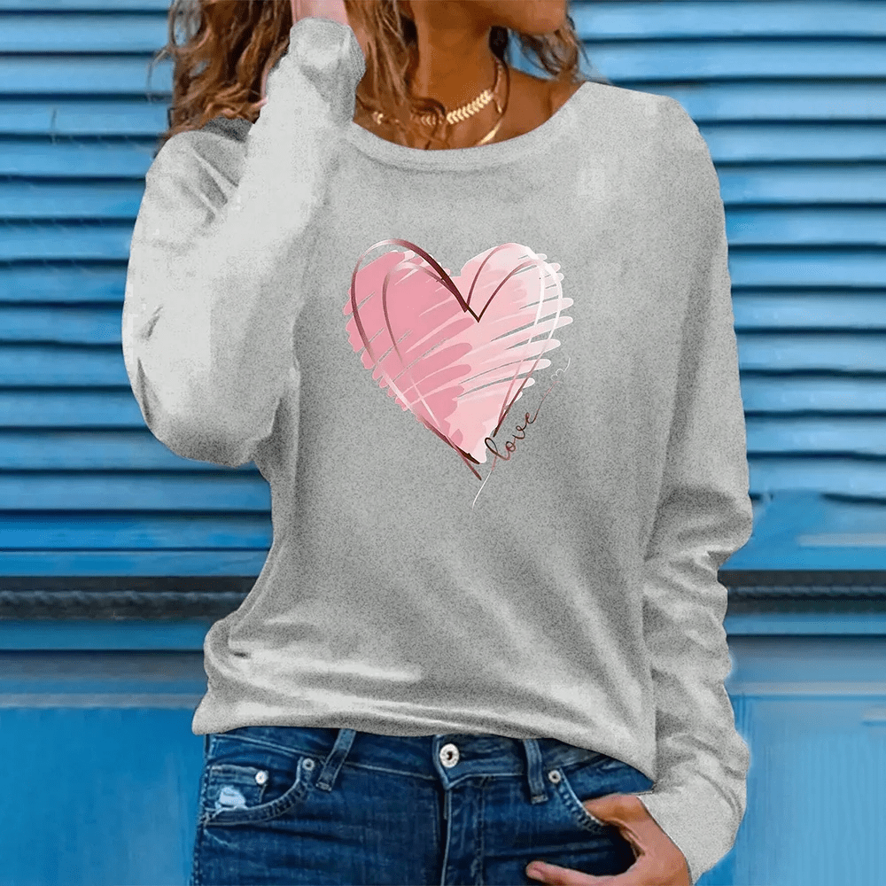 Trendy Oversized Heart Print Cotton T-Shirts