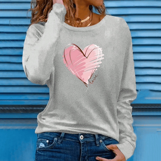 Trendy Oversized Heart Print Cotton T-Shirts
