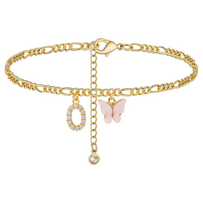 Waterproof Initial Letter Anklets for Women