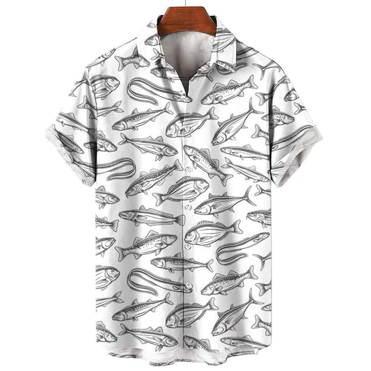 Men's 3D Fish Print Hawaiian Shirts Summer