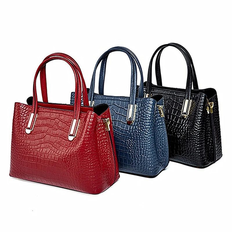 Genuine Leather Crocodile Print Tote Bags