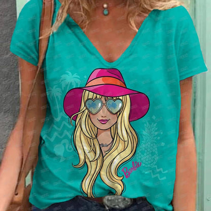 Stylish V-Neck Summer T-Shirt for Women