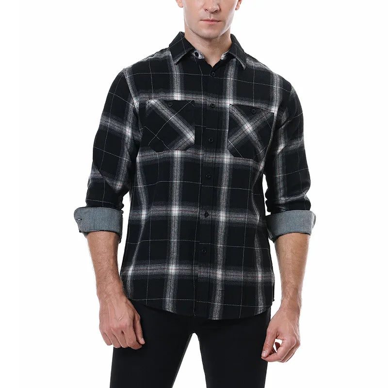 Men's Casual Long Sleeve Plaid Flannel Shirt