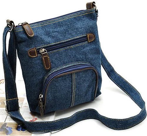 Adjustable Denim Crossbody Bag for Women