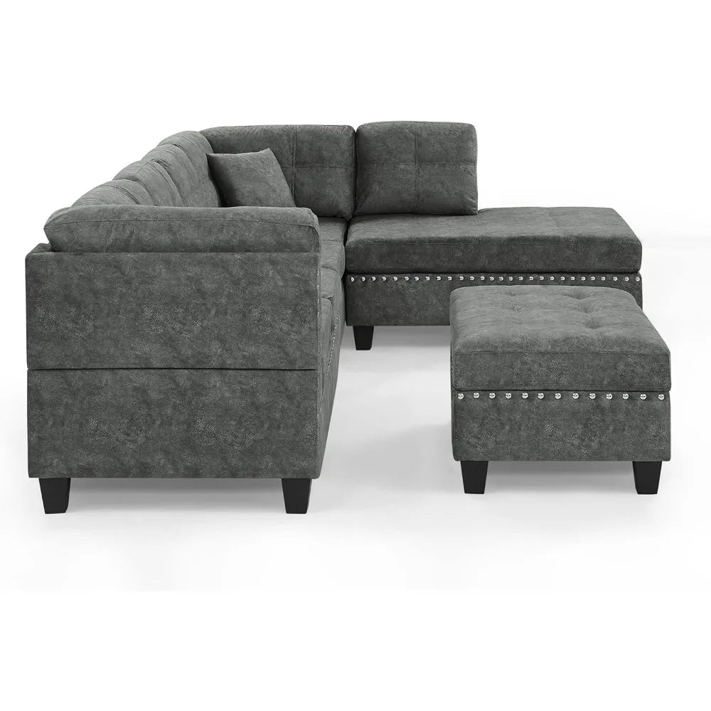 L-Shaped Sectional Sofa Set with Storage