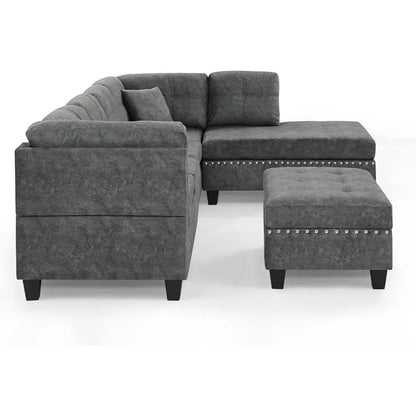 L-Shaped Sectional Sofa Set with Storage