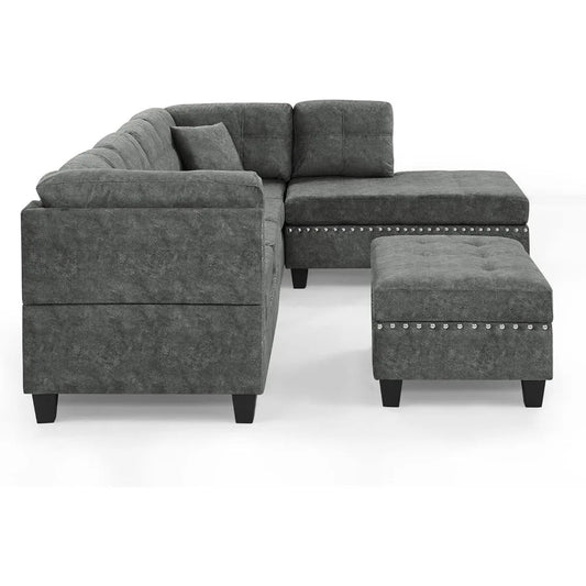 L-Shaped Sectional Sofa Set with Storage