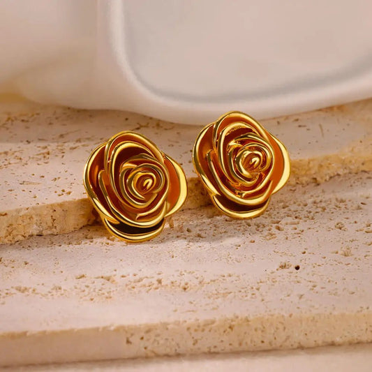 Waterproof Heart Zircon Gold Hoop Earrings