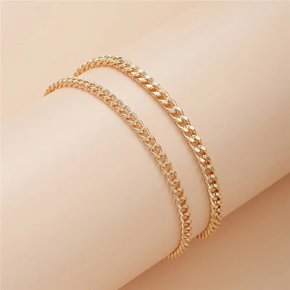 Waterproof Double-Layer Gold Anklets for Women