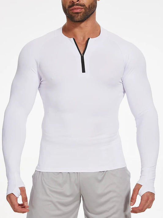 Men's Thermal Long Sleeve Zipper T-Shirt
