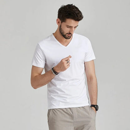 Men's V-Neck T-Shirts: Luxury Ice Silk