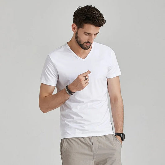 Men's V-Neck T-Shirts: Luxury Ice Silk