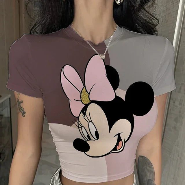 Trendy Y2K Minnie Mouse Cropped T-Shirt