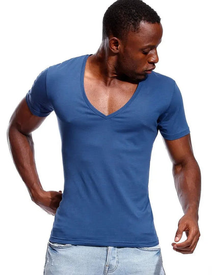 Men's Deep V Neck Slim Fit T-Shirt