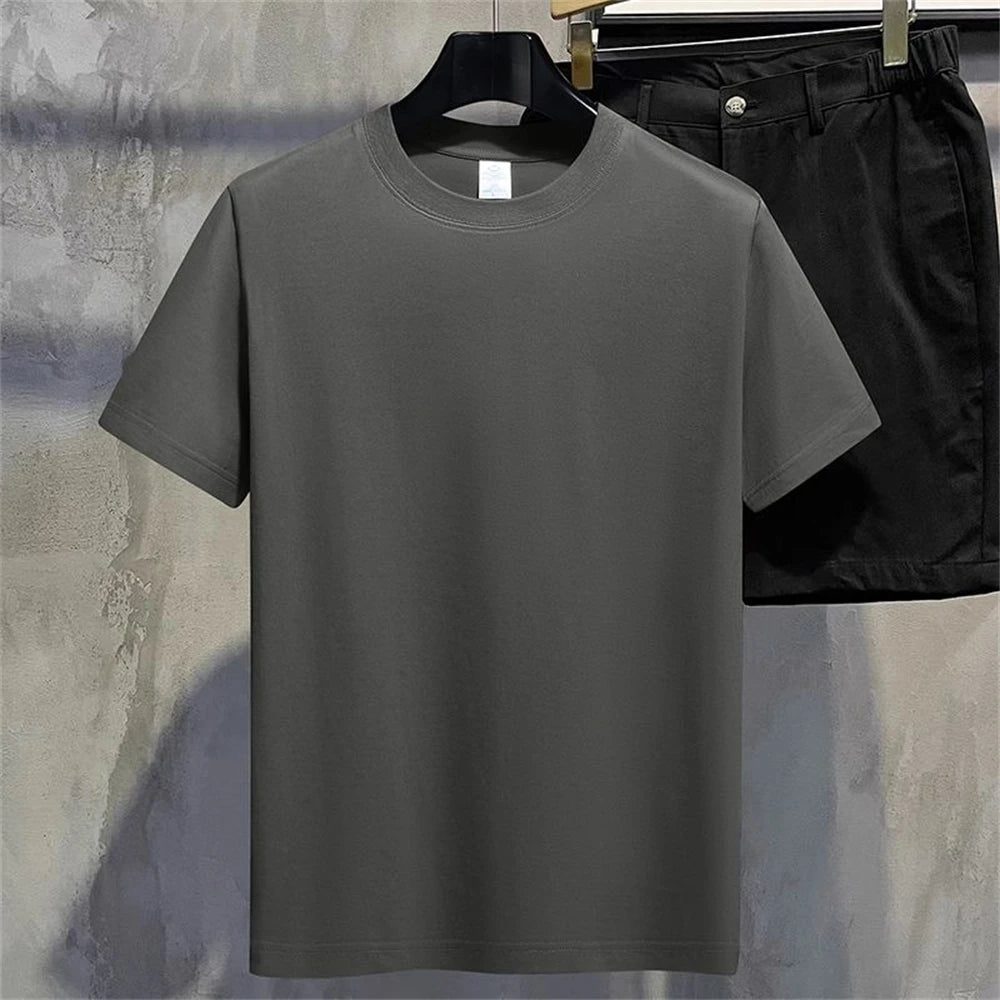 Men's Summer Cotton T-Shirt Solid Color