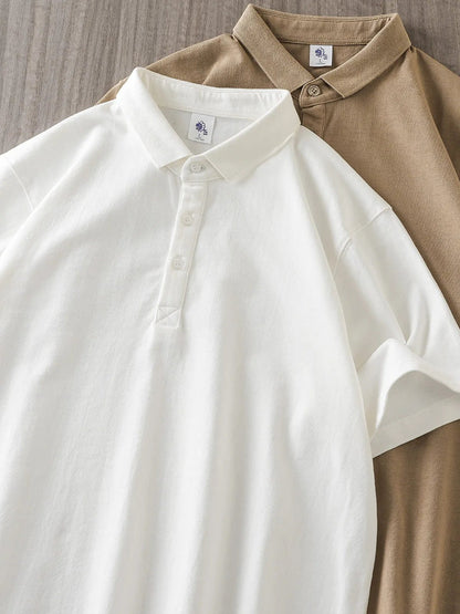 Heavyweight Cotton Short-Sleeve Polo Shirts for Men