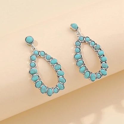 Trendy Vintage Western Bohemian Turquoise Dangle Earrings