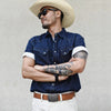 Vintage Indigo Denim Short Sleeve Linen Shirt