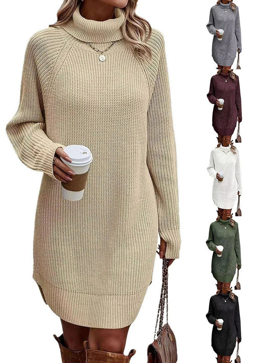 Women’s Turtleneck Sweater Dress Warm Knitwear