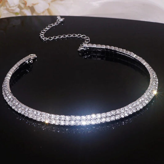 Luxury Silver Rhinestone Wedding Jewelry Set