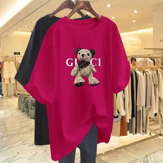 Trendy Oversized Animal Print Cotton T-Shirts