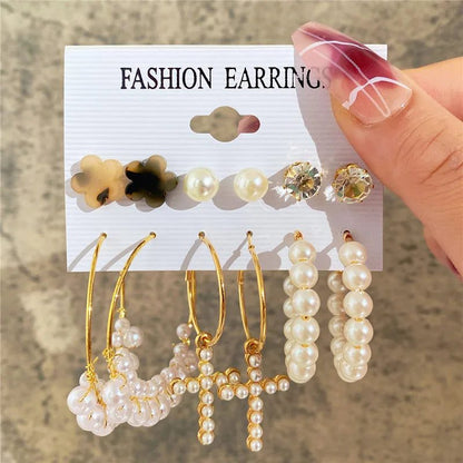 Boho Vintage Gold Hoop Earrings Set