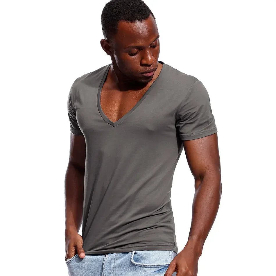 Men's Deep V Neck Slim Fit T-Shirt